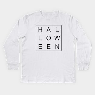 minimalist and simple design halloween black word Kids Long Sleeve T-Shirt